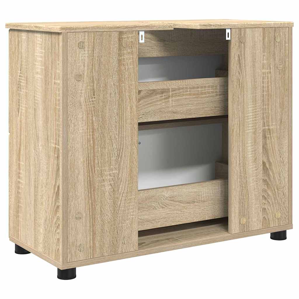 Bathroom Cabinet with Drawers Sonoma Oak Finish 76.5 x 35 x 64 cm