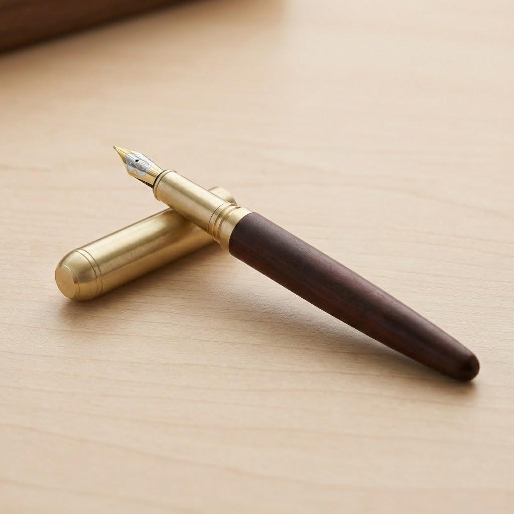 STONEGO Vintage Handcrafted Wooden Fountain Pen with Medium Nib Includes 4 Ink Cartridges and Converter