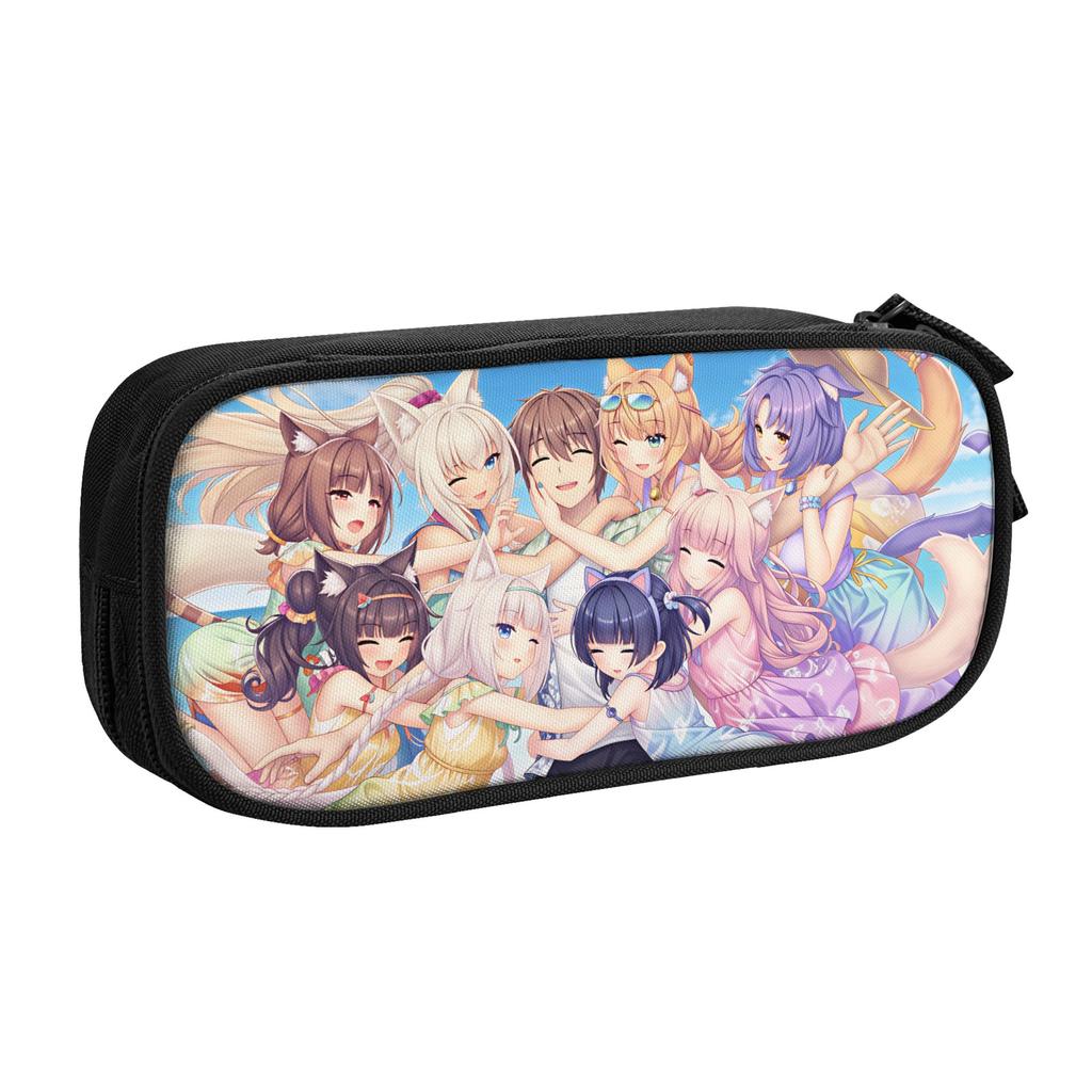N-Nekopara Kashou Minaduk Chocola Милые Пеналы Мальчики Девочки Большой Вместимости Azuki Кокос Клен Пенал Школьные Принадлежности