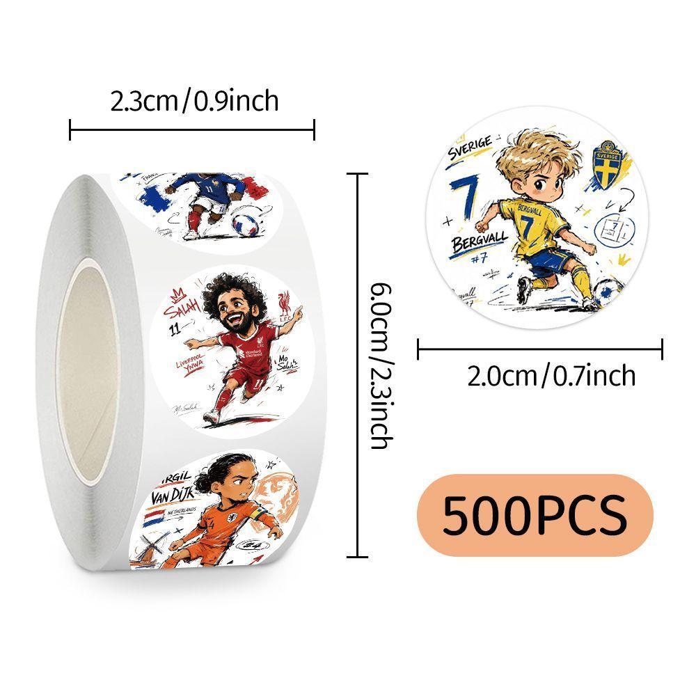 500Pcs/Roll Cartoon Football Star Stickers Soccer Decals For School Reward Stickers Decoration Encouragement Sticker For Gift