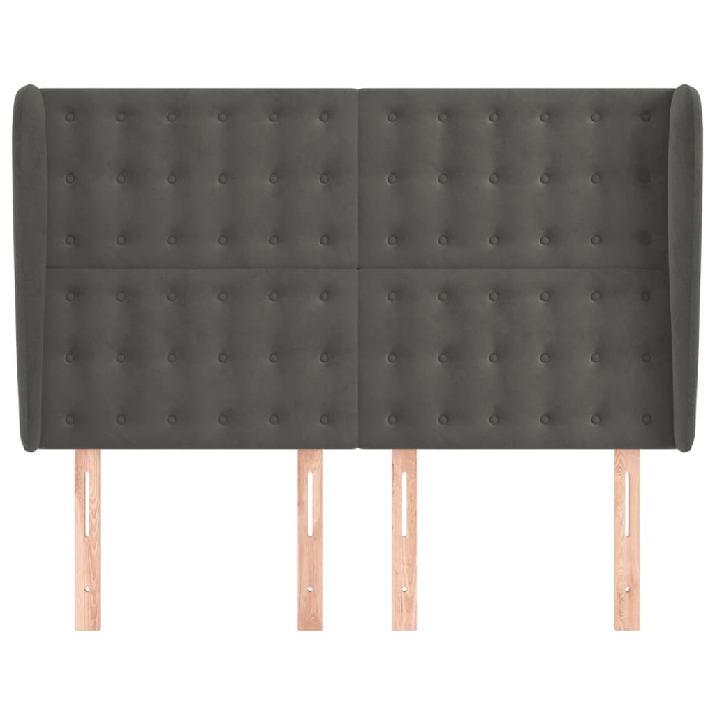 Headboard with Ears Dark Gray 147 x 23 x 118 128 cm Velvet