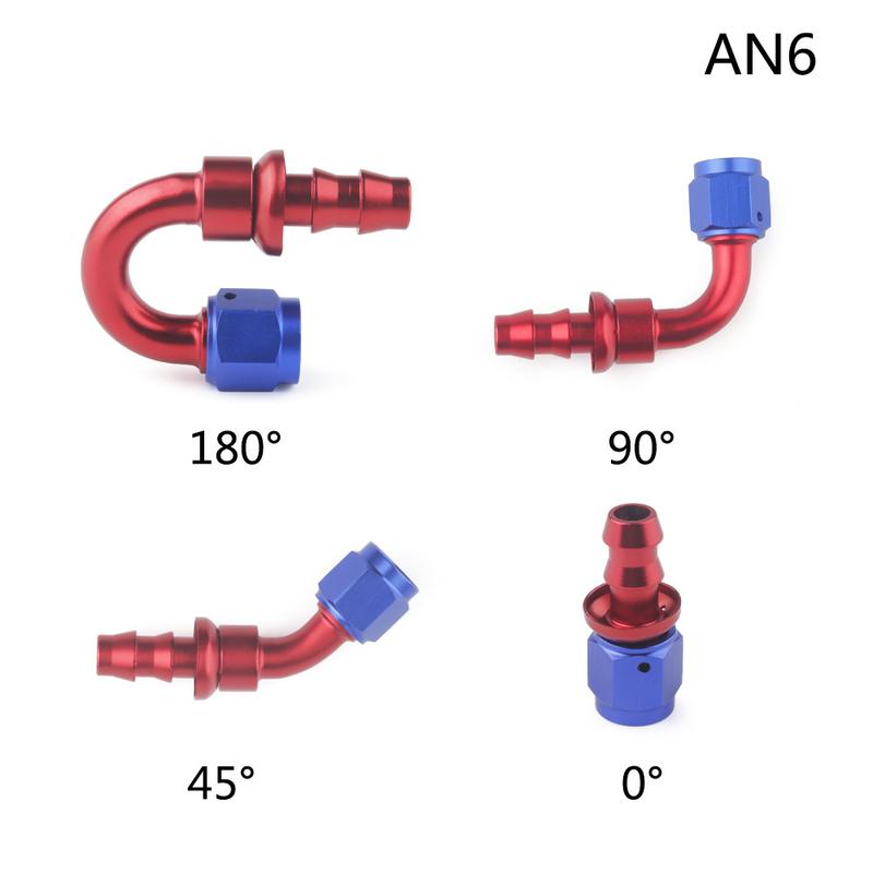0°/45°/90°/180° AN4AN6AN8AN10AN12AN16AN20 Female Swivel to Push Lock Barb Hose End Fitting Oil Fuel Hose End Adaptor Kit