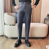 Новые Весенние и Осенние Однотонные Повседневные Брюки Мужские Зауженные Удобные Вышитые Деловые Повседневные Брюки Мужские Брюки