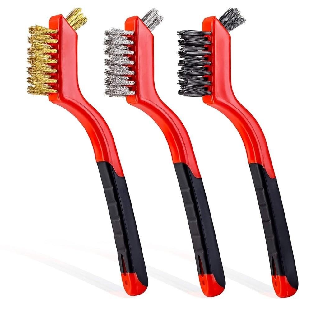 3PCS Double Head Wire Brush Set Mini Size Cleaning Wire Brush  Metal Surface Polishing