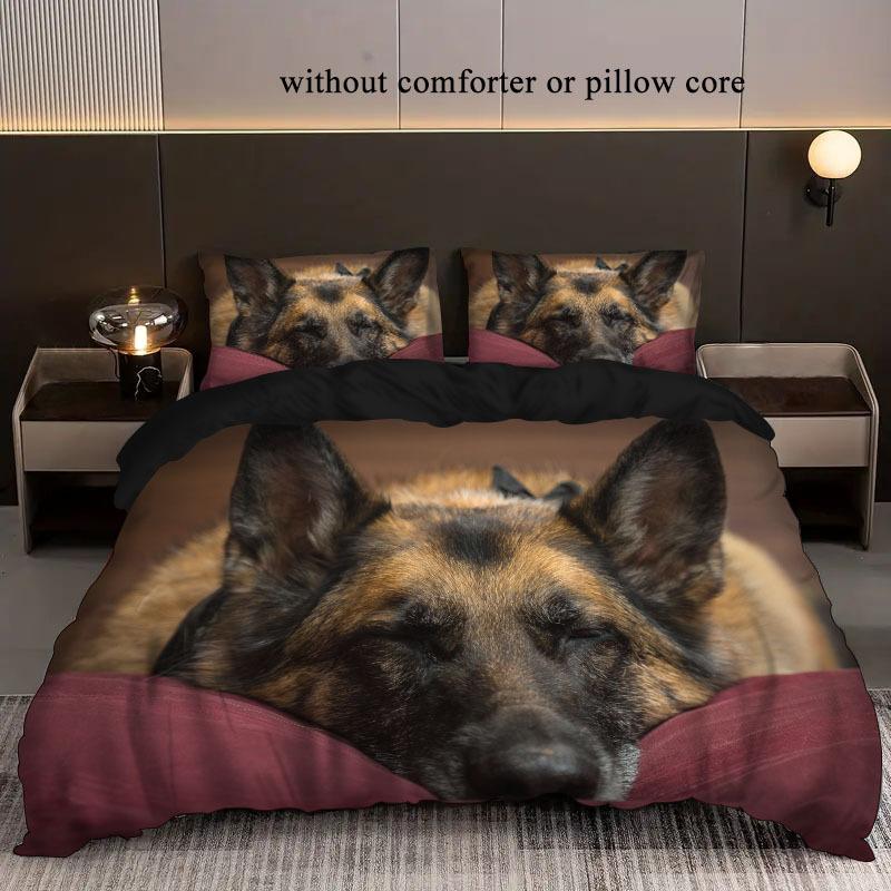 3D цифровая печать Серия домашних собак Новый трехсекционный комплект Шлифовальная ткань Пододеяльник Комплект постельного белья