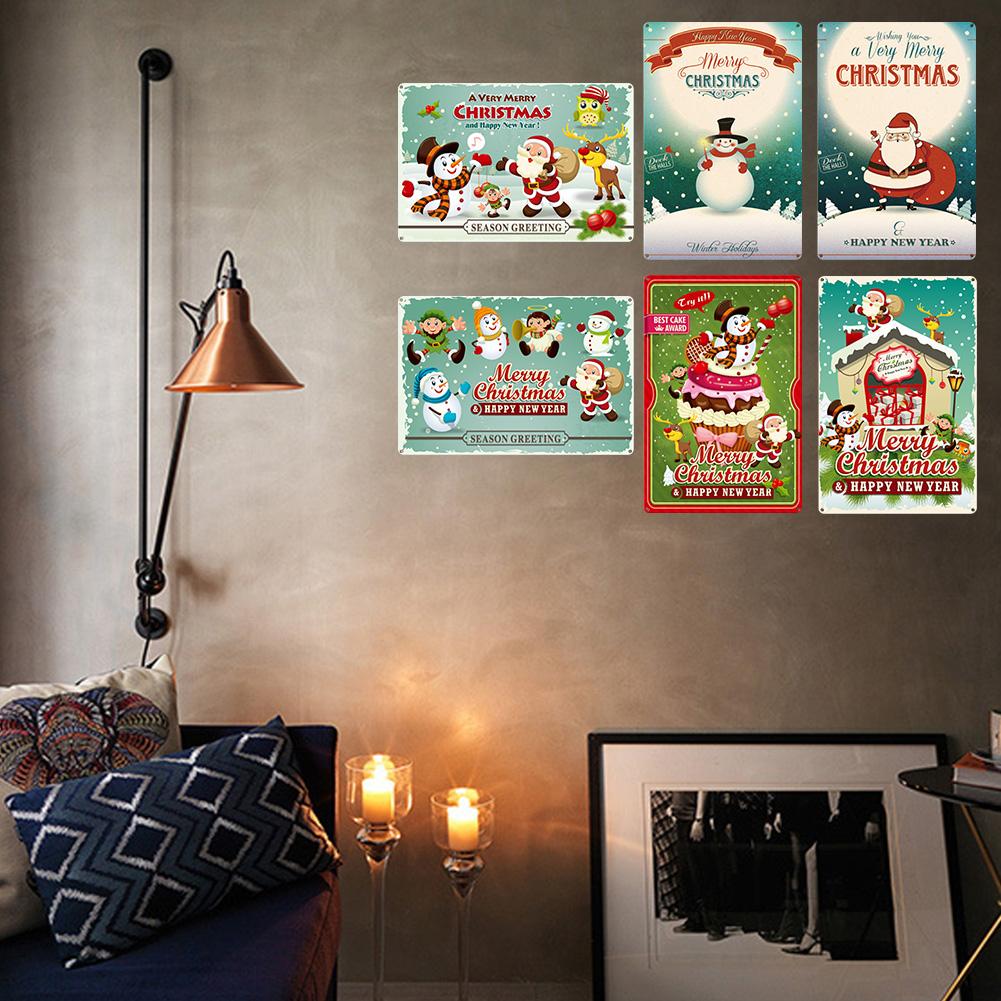 С Рождеством металлическая жестяная вывеска доска Санта-Клаус плакаты Новый год железная живопись домашний бар кафе паб украшения настенные художественные тарелки
