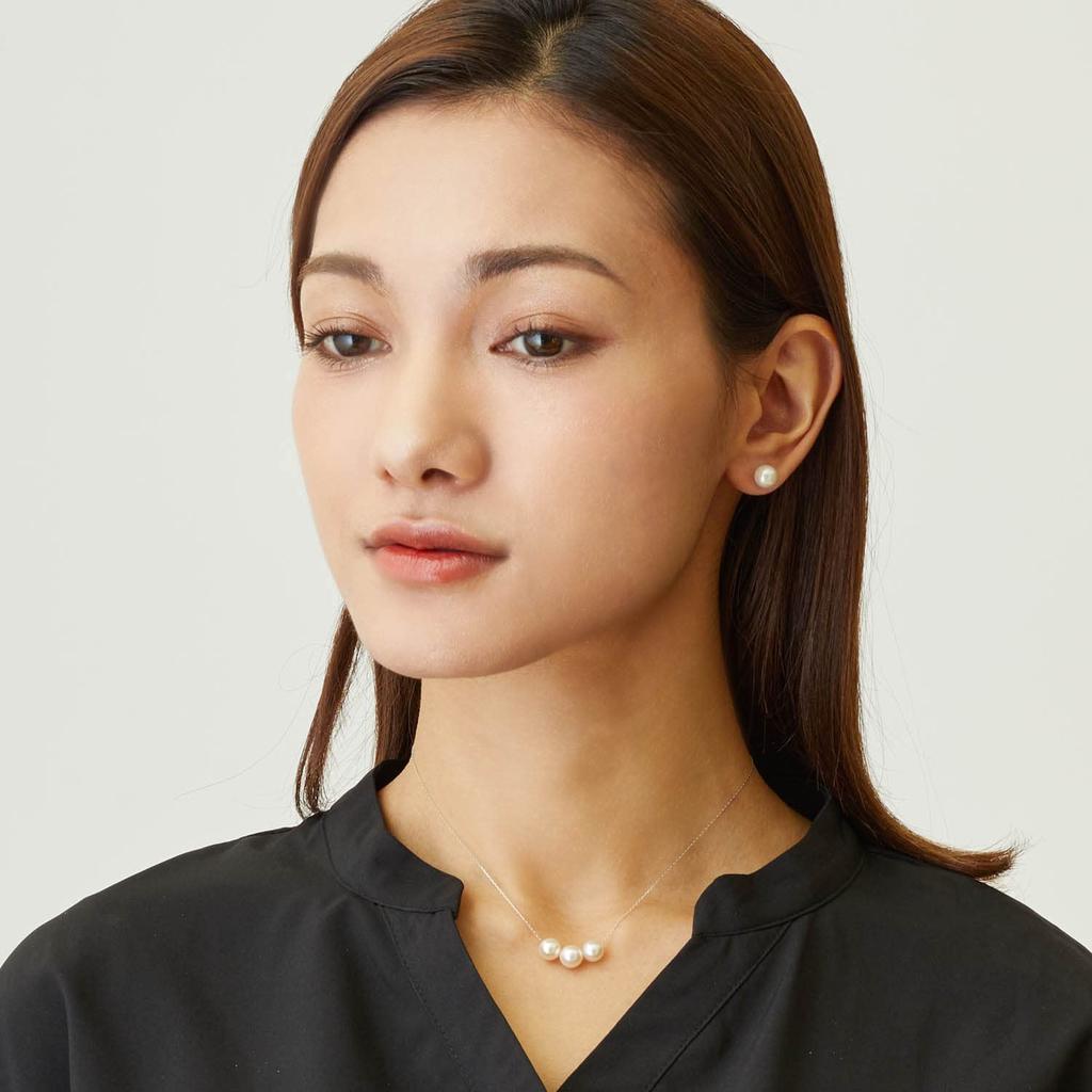 Lala Christie Серьги-пусеты из жемчуга Акойя, одиночные, Pt900, женские, Жемчуг, Платина, le56-0008-pt
