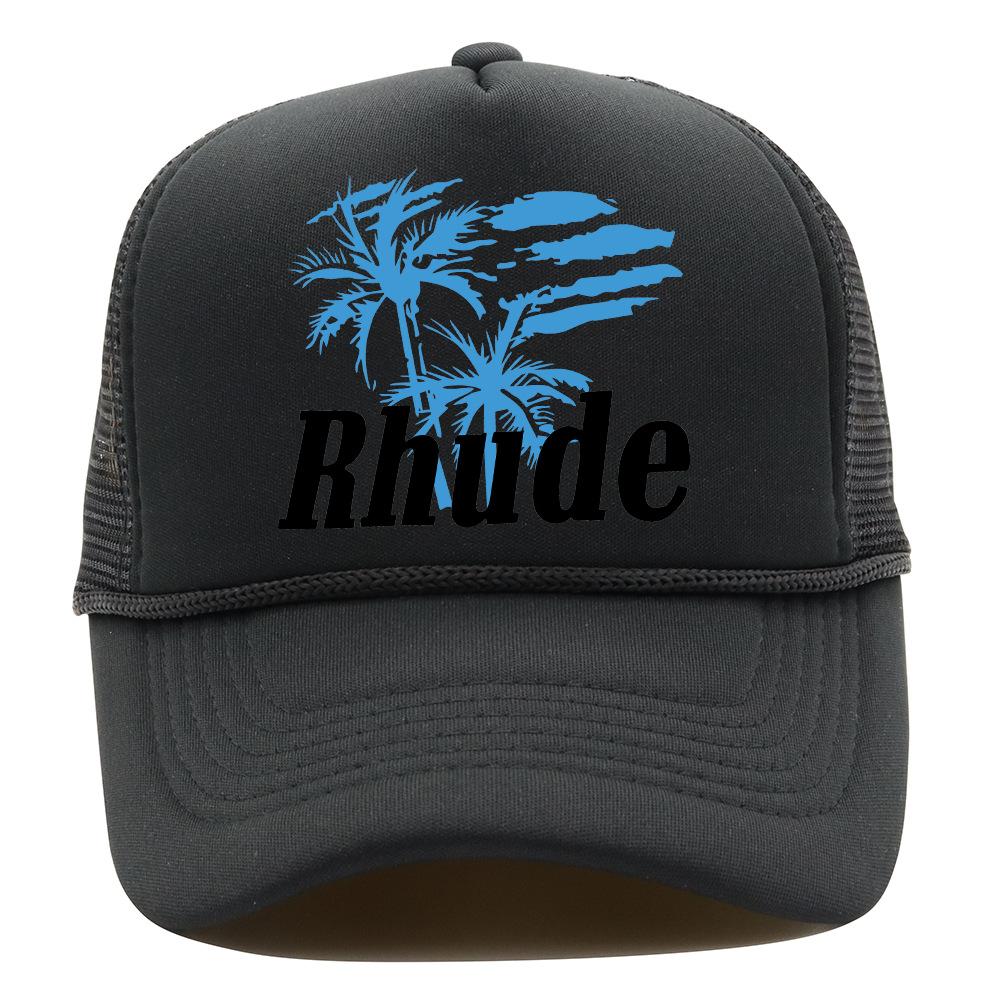 Американский модный совершенно новый летний повседневный бейсболка Rhude сетчатая шляпа для защиты от солнца на открытом воздухе с принтом кепка тракер модный