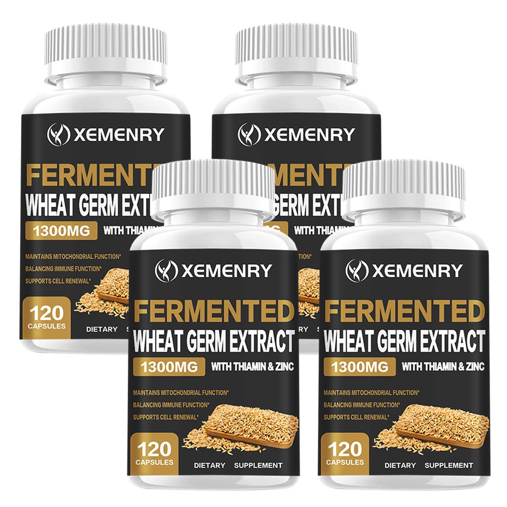 XEMENRY - Fermented Wheat Germ Extract (1300 mg, with Thiamine and Zinc) - Cellular Health, Energy