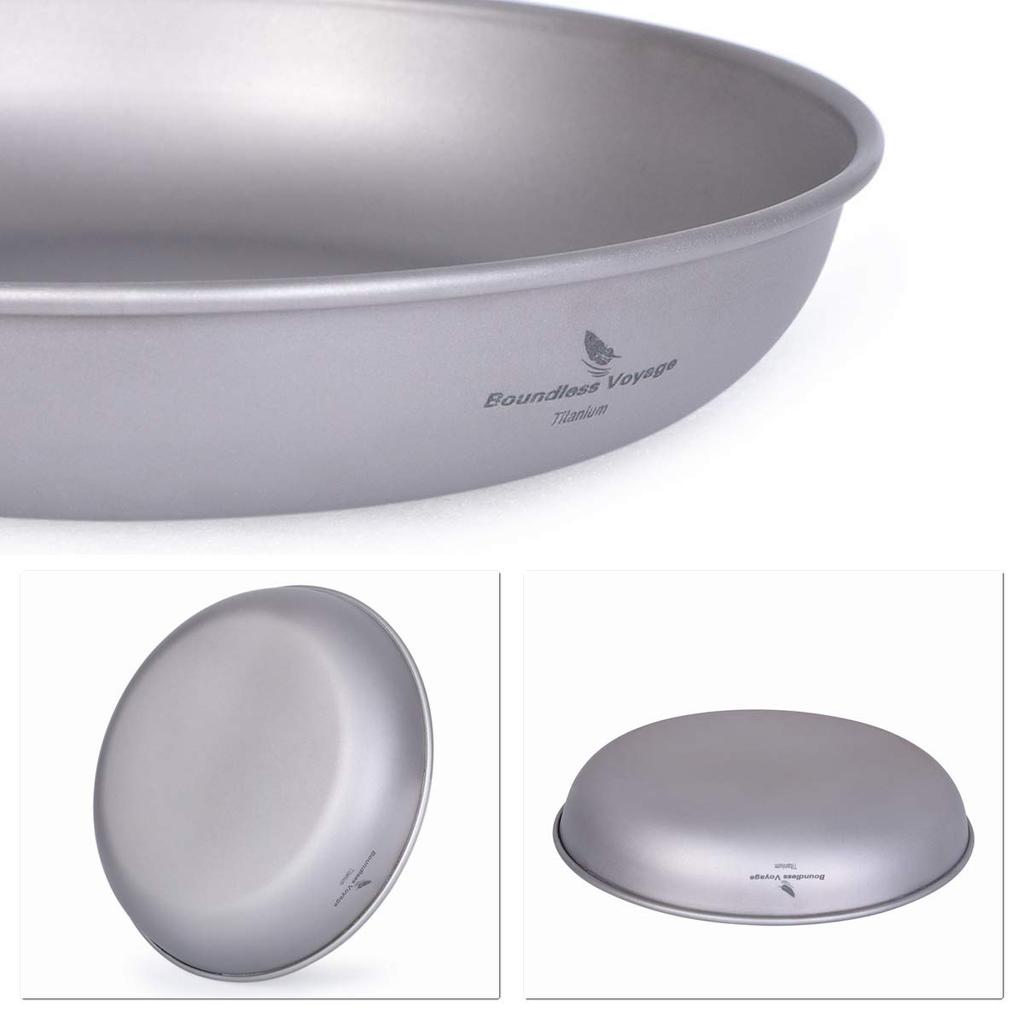 Boundless Voyage Titanium Round Plate, Unbreakable, Rust-Resistant, Lightweight, Pure Titanium, Dishwasher Safe, Perfect for Home, Outdoors, and