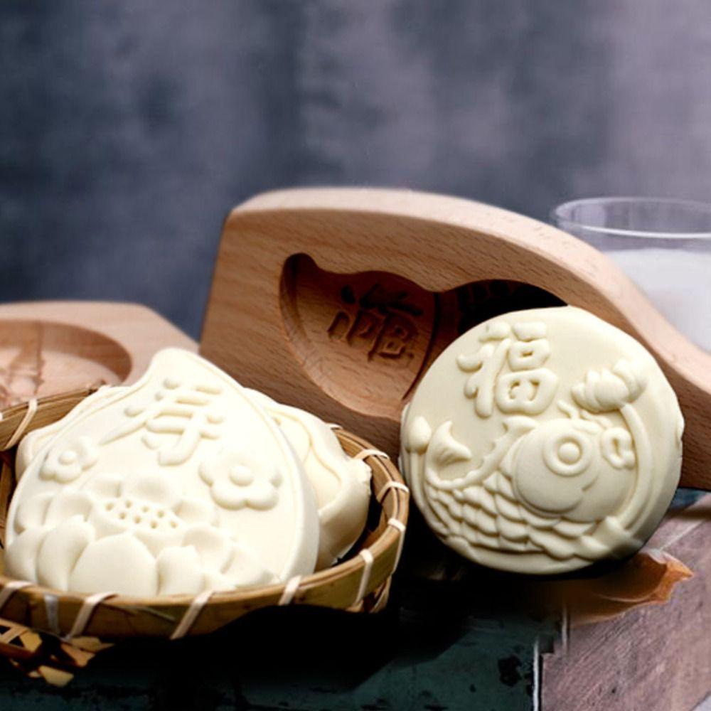 Manual Wood Baozi Mold 3D Mooncake Molds Mung Bean Cake Mold Steamed Bread Mold  Mid-autumn