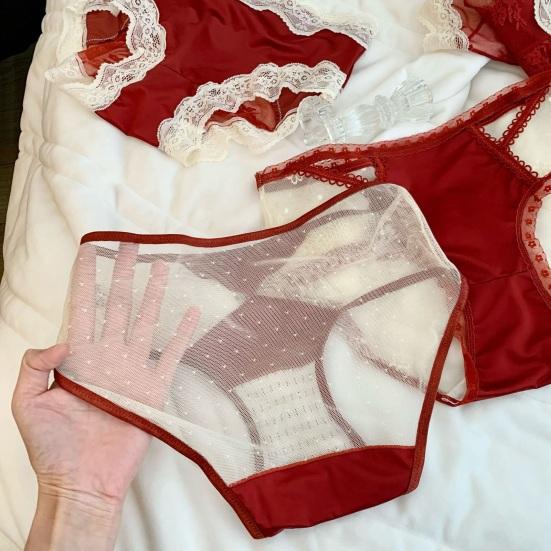 Lace Sexy Panties for Women Low Waist Full Coverage Briefs with Bow Ladies