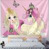 Cute Girl Tapestry Mandala Carpet Cartoon Tarot Girl And Unicorn Wall Carpet Kawai Decoration Wall Hanging