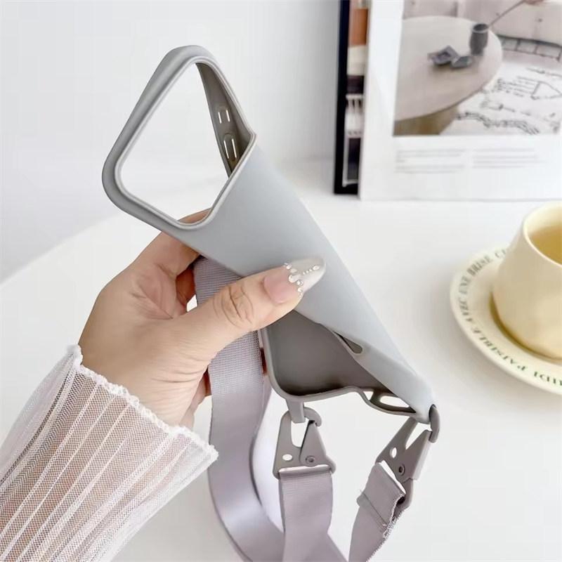 Матовый силиконовый чехол-шнурок с ремешком-ожерельем через плечо для iPhone 17 16 15 14 Pro Max 11 12 13 XR X XS 8 Plus SE Противоударный чехол