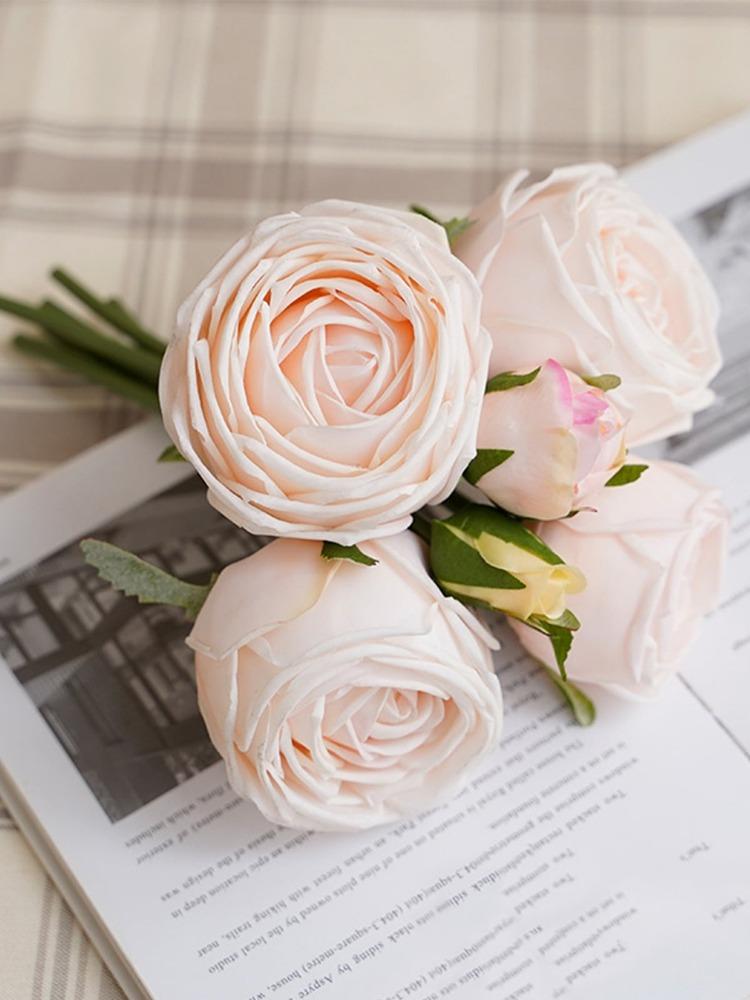 6 головок/связка искусственных цветов увлажняющая роза настоящий прикосновение свадебный букет роз свадебный цветочный праздничный стол домашний декор букет