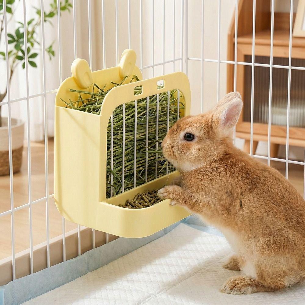 Wall Hanging Rabbit Hay Rack Chew Proof Pet Food Dispenser Practical Grass Rack Indoor Rabbit Cage