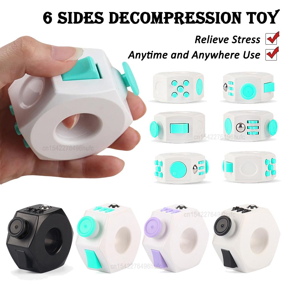 6 Sides Fidget Roller Sensory Toys Stress Reliever Decompression Fingertip Fidget Toy for Kids Adults with ADHD OCD Autism Gifts