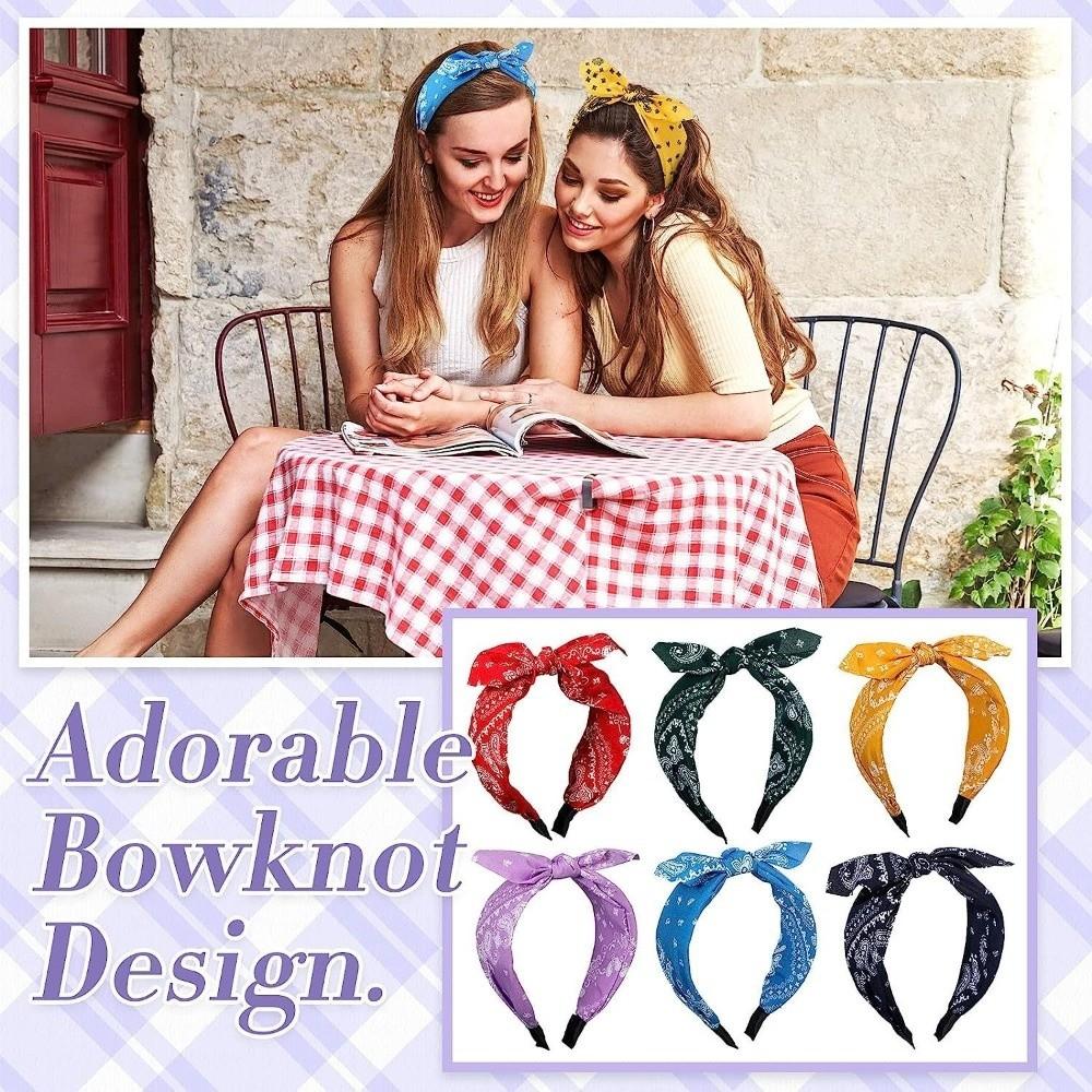 Bow Knot Women's Wide Headband Printed Hair Hoop Headwear Trendy Retro Polka Dot Hairband Girls