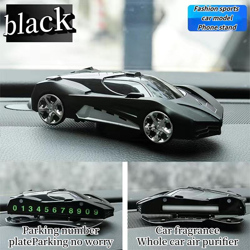 Ароматерапия для спортивного автомобиля, номерной знак для парковки, держатель для телефона 3 в 1, вращающиеся украшения, приборная панель автомобиля, поворотная гоночная модель, декор