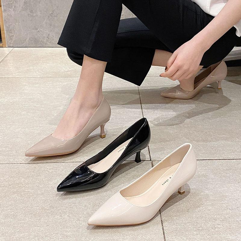 Korean Style Solid Color Fairy Style High Heels Spring New Pointed Toe Stiletto High Heel Shoes Women