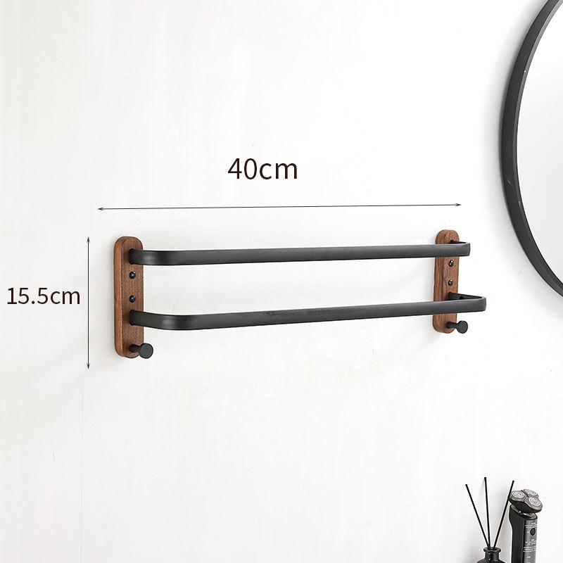 40cm-60cm Wood Bathroom Towel Rack Black/White Aluminum Towel Holder Wall Hanging Multi Pole Triple Towel Bar With Hook