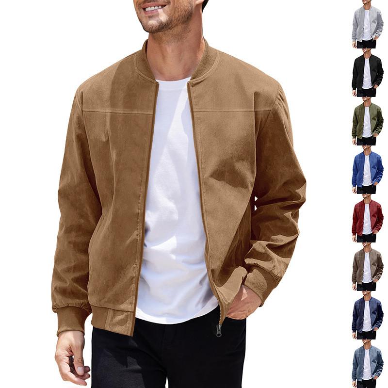 Punk Style Leather Sleeve Zipper Jacket For Men Casual Fall Wear