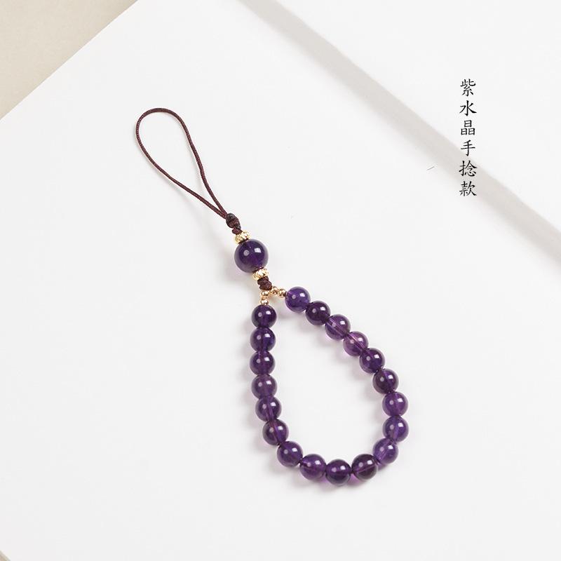 Dianrun Jewelry Natural Amethyst Phone Strap Anti-Loss Wrist Rope Chinese Style Retro Women's High-End Hand-Twisted Lanyard