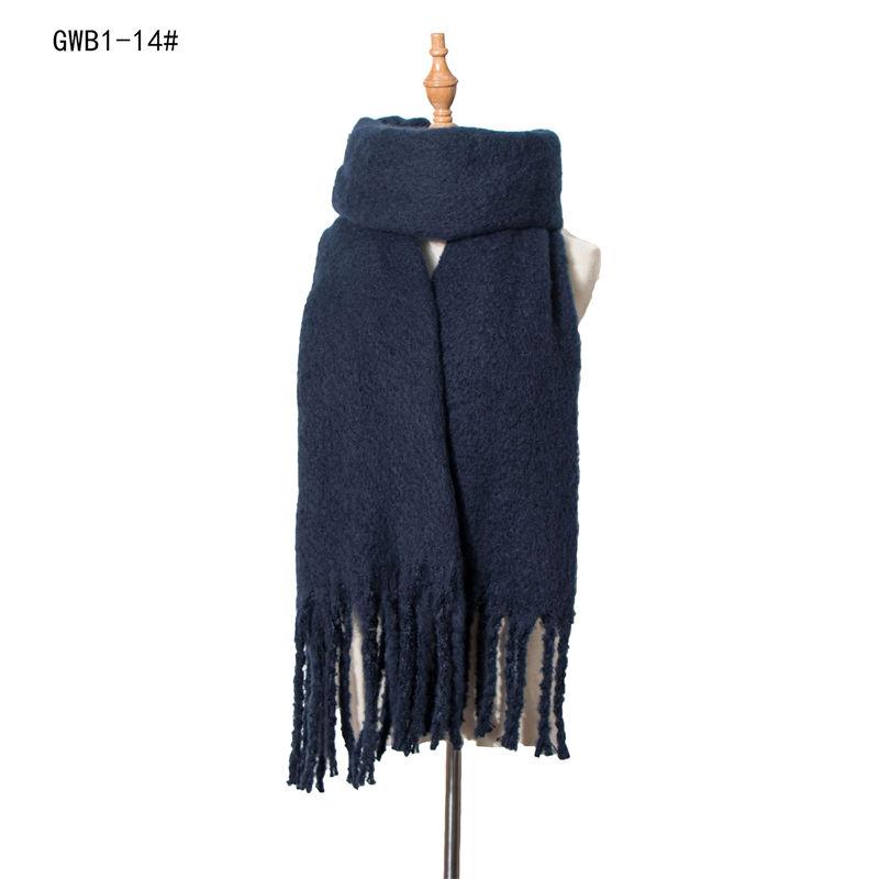 Thickened Men's Solid Color Thick Tassel Warm Circle Sand Scarf Women's Shawl Keep