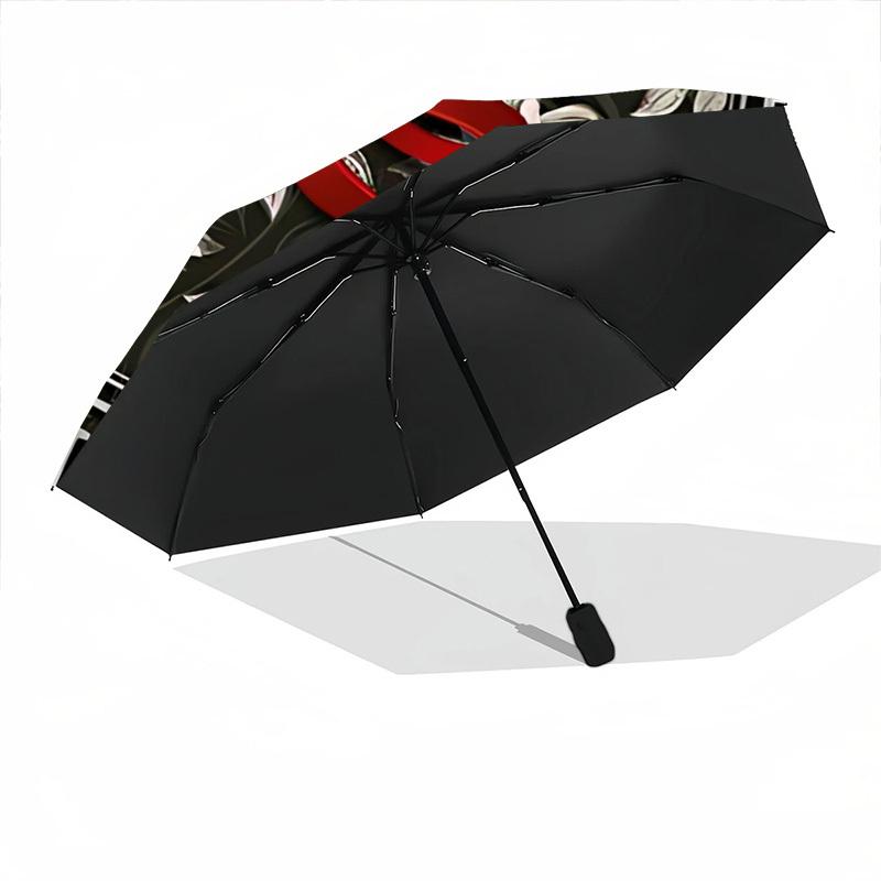 1pc Floral Clock Decor Automatic Folding Umbrella Durable Iron Frame,All Seasons Home Travel Outdoor Multifunctional Umbrella yy251115090