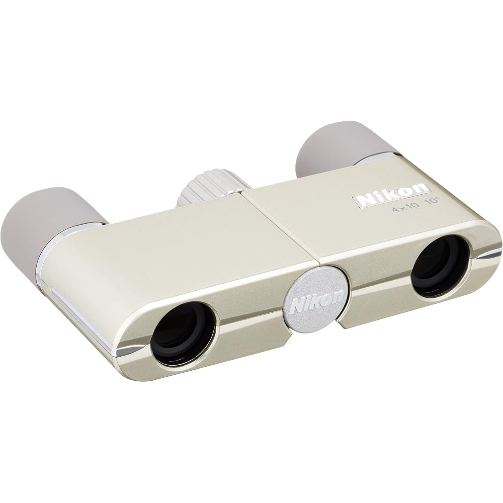 Nikon 4X10D CF Binoculars, Roof Prism Type, 4x Magnification, 10mm Objective Lens, Champagne Gold, 4X10DCF (Made in Japan)