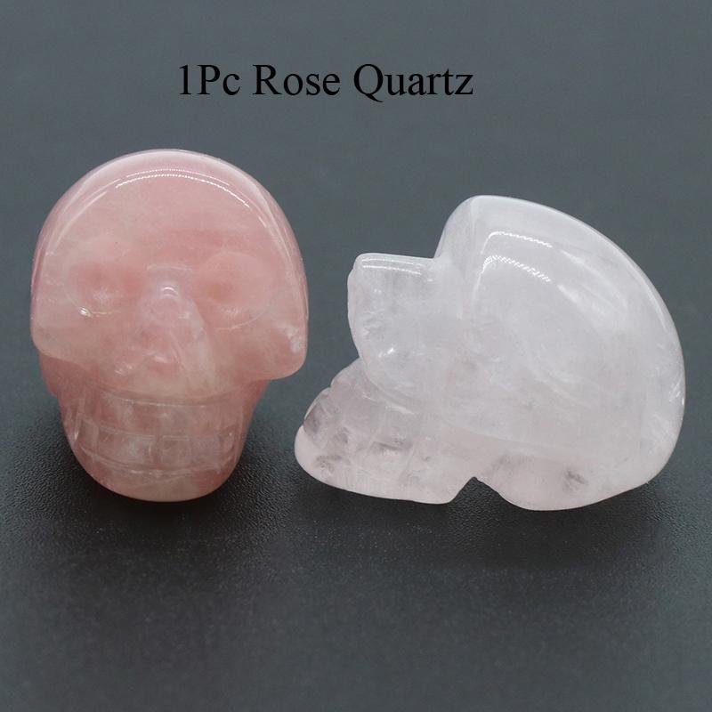 1Pc Natural Stone Carved Skull Natural Crystal Crafts Ornaments Halloween Ghost Festival Decorations Jewelry Furnishings Supplies Gifts 25x20x18 Mm