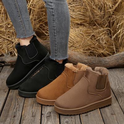 Большой размер 2025 зима новые универсальные сноубутсы внешнеторговые короткие голенища теплый бархат утолщенные ботинки женские