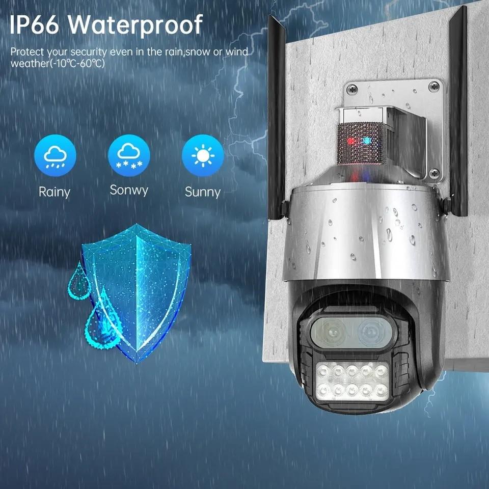 8-мегапиксельная IP-камера Wi-Fi, 4K, камера безопасности с двумя объективами, уличная 4K, автоматическое отслеживание, сирена, сигнализация, видеонаблюдение P2P ICsee CCTV PTZ Alexa