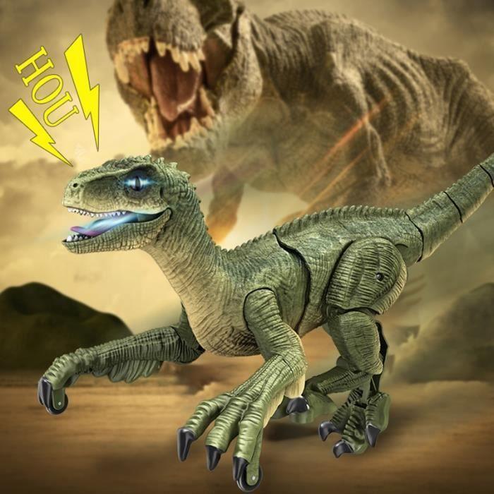 Velociraptor jaune - dinosaure RC 2.4G, Simulation de vélociraptor, télécommande intelligente, Animal avec lu