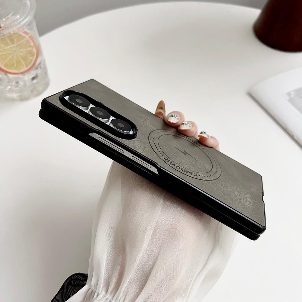 Для Samsung Galaxy Z Fold 7 Бизнес-чехол с магнитом Роскошная кожа Для Magsafe Беспроводная зарядка Мягкий силиконовый защитный чехол