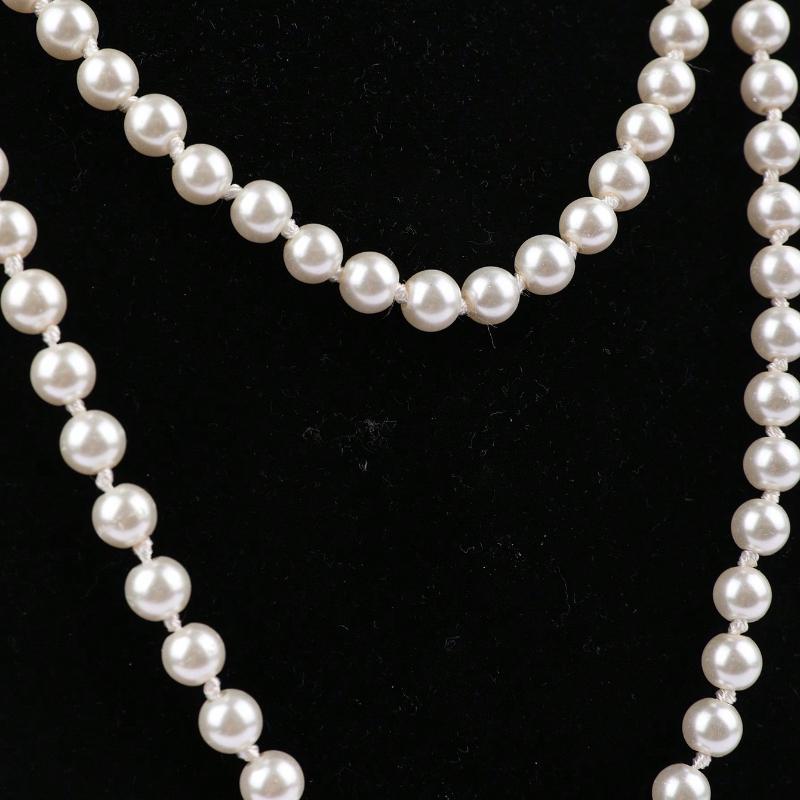 1pc Ladies Multi-Strand Pearl Beaded Knotted Necklace, Pearl White, Elegant Style for Vacation, Casual, Party