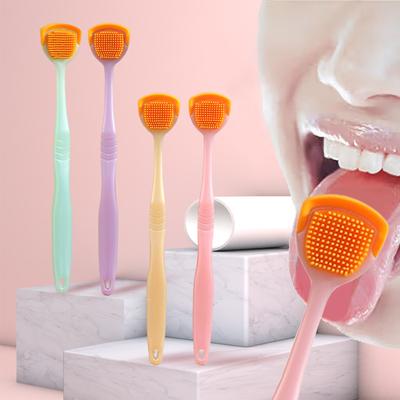 Силиконовая щетка для чистки языка Портативный скребок для языка для свежего дыхания Инструмент для ухода за полостью рта Случайный