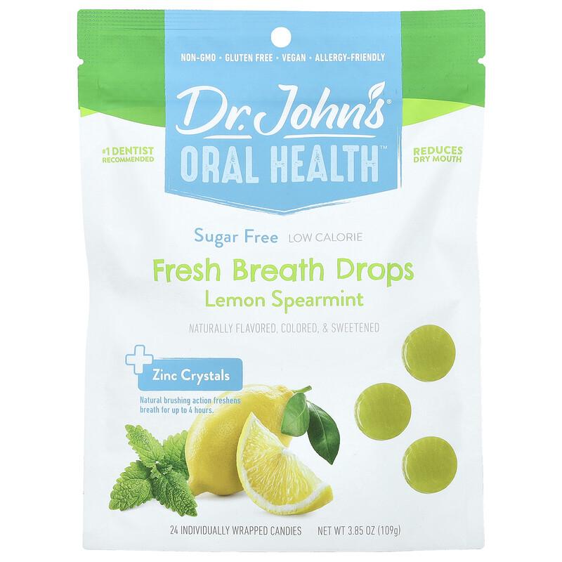 Oral Health™, Fresh Breath Drops, + Zinc Crystals, Lemon Spearmint, Sugar Free, 24 Individually Wrapped Candies, 3.85 oz (109 g)