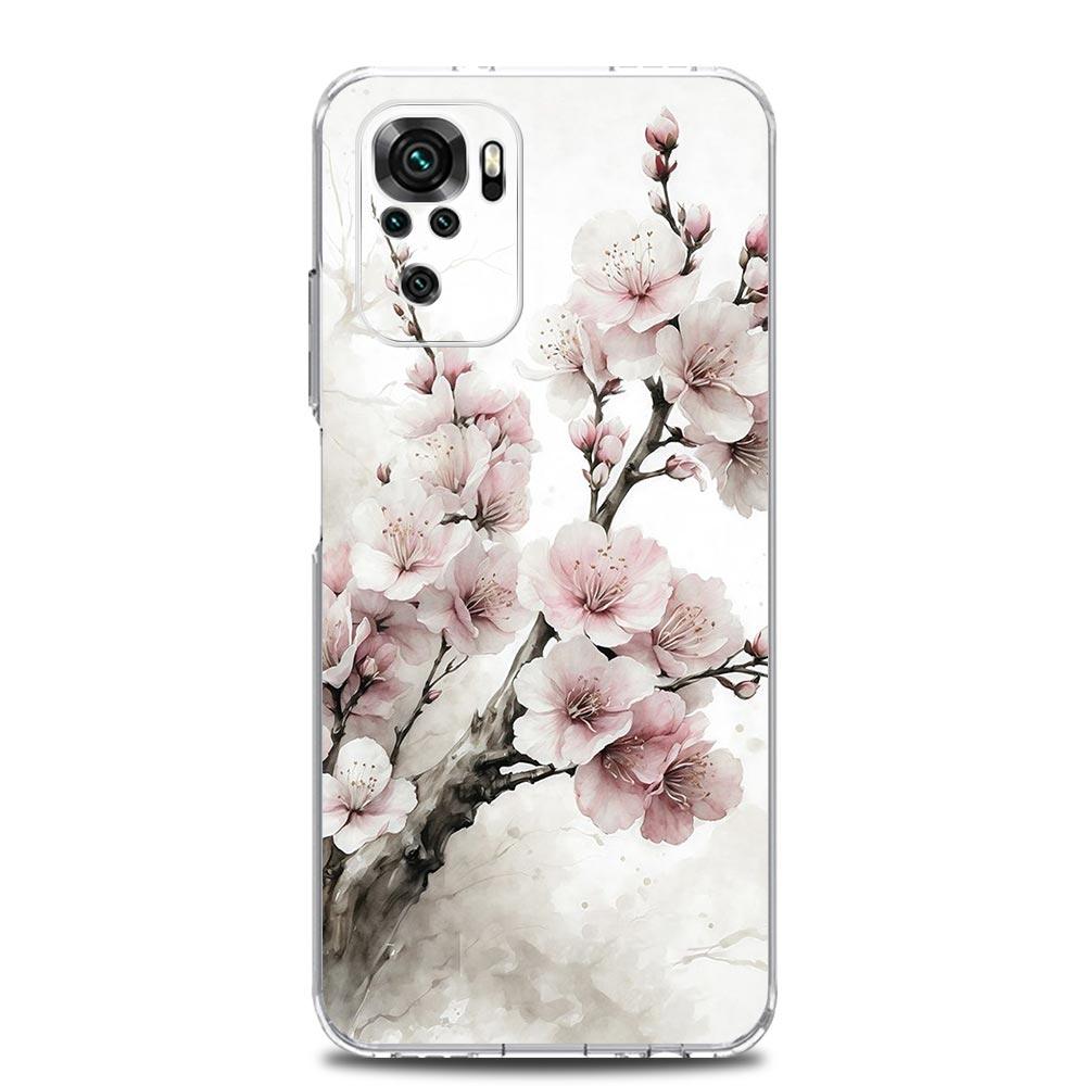 Phone Case For Xiaomi Redmi Note 13 12 5G 9S 9 8 10 11 Pro Plus 4G 9T 13C 12C10C 9C 9A 7 Clear Cover Cherry Blossom Tree
