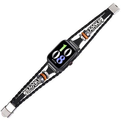 20 мм Этнический Браслет для Samsung Galaxy Watch FE 40 мм/Watch7 44 мм/40 мм Кожаный+Металлический Ремешок на Запястье