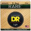 DR Strings Acoustic Guitar Strings, Rare Phosphor Bronze, .012-.054, RPM-12, 3-Pack