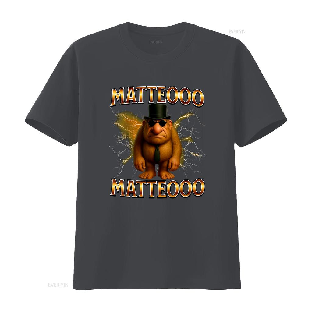 Matteo Funny Italian Brainrot Meme T Shirt Classic Adult S 4XL Unique Design with Lightning and Stylish Character Print