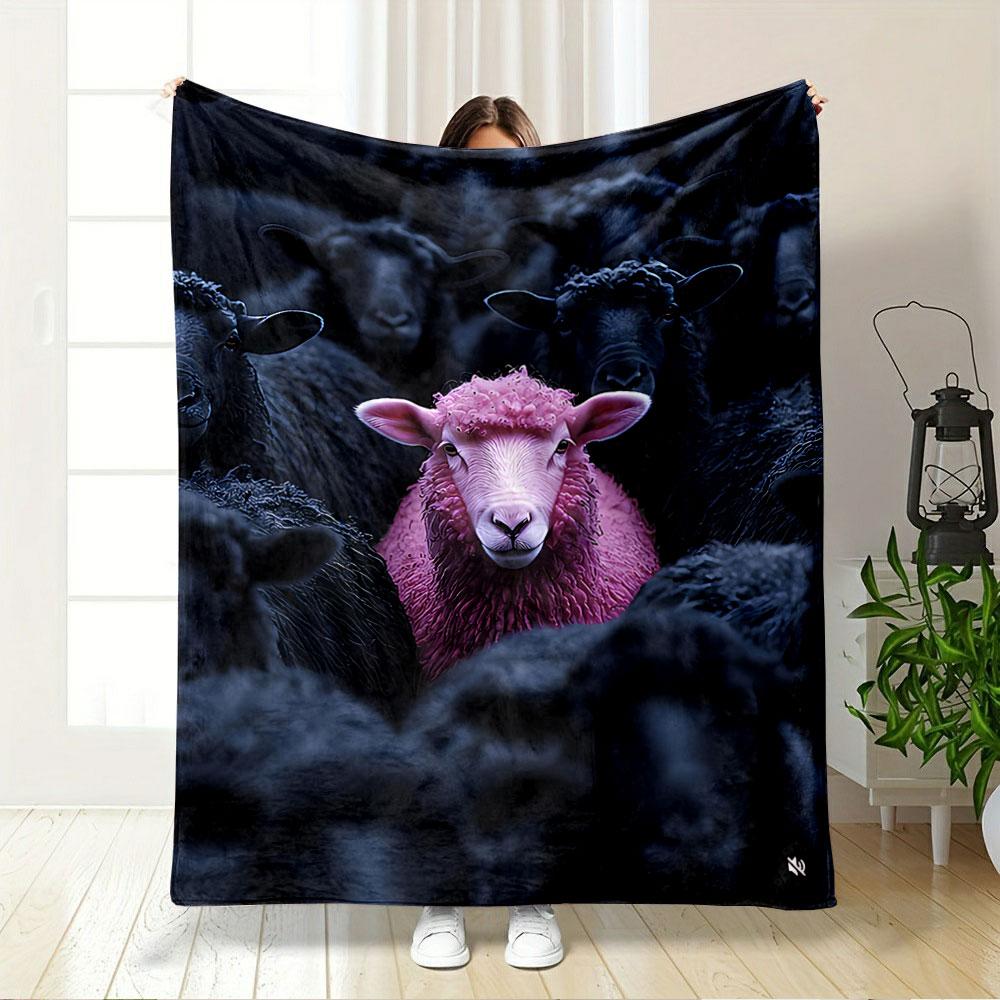 Pink Sheep Among Black Sheep for all seasons blanket lunch break throw gift