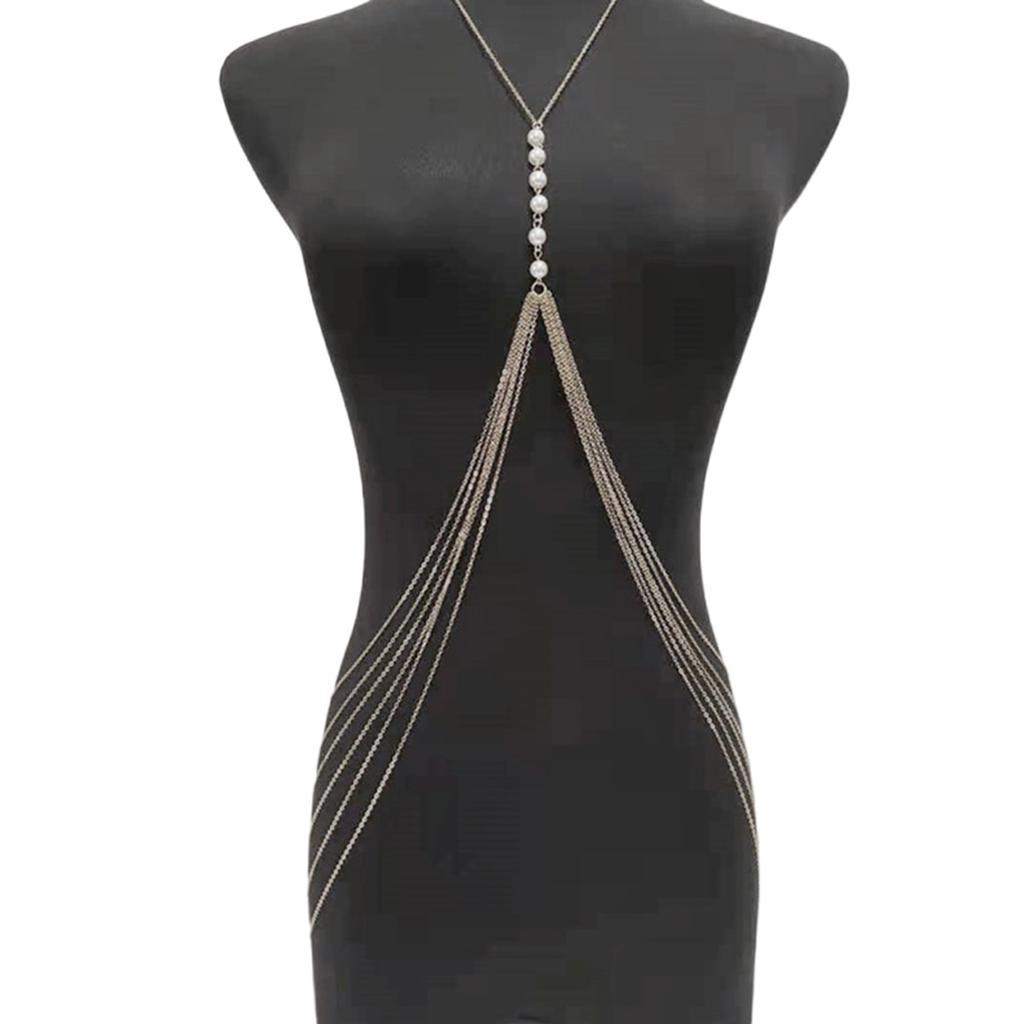 Цепочка на грудь с бахромой из жемчуга для вечеринки для взрослых женщин, цепочка на плечо, привлекающая внимание цепочка на тело, украшения для пляжной вечеринки