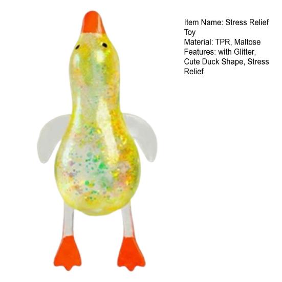Transparent Glitter Duck Squeeze Toy, Mini Duck Anxiety Relief Sensory Toy, Slow Rising Animal Shape Stress Toy