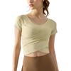 Yomoment Short Sleeve Shirt with Cross Stretch Padded Yoga Short Women's Front, Shirt, Wear, Top, Quick-Drying T-Shirt