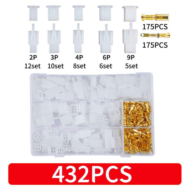 380PCS Car Wiring Terminals & Connectors Set - 2.8 Blade Spring with Boxed Copper and Plastic Parts