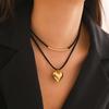 Trend Big Heart Pendant Necklace for Women Elegant Layered Rope Chain Ccb Charm Necklace Jewelry On The Neck Collar Party Gifts