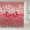 Розовая шторка для душа с блестками и бантом, абстрактная леопардовая, гепардовая, зебровая кожа, для девочек, женщин, с бантом, блестящая, с бриллиантами, занавеска для ванной