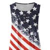 Women Vest Round Neck Buttons Half Placket Sleeveless Tank Tops US Flag Pattern Flowy Hem Camisole Daily Wear